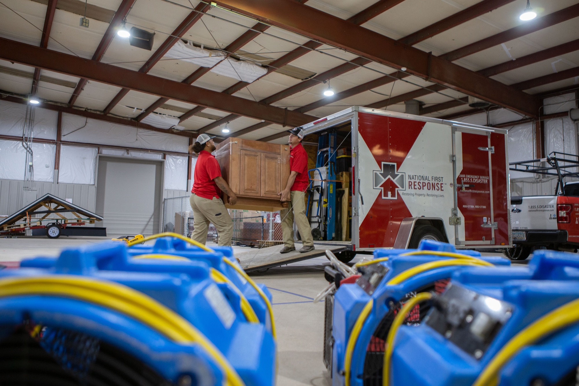 National First Response technicians coordinating restoration work at a commercial facility