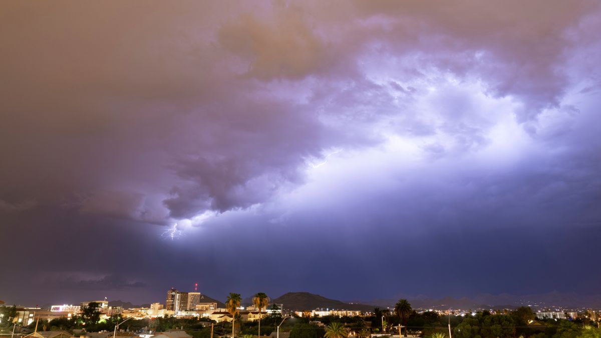 Dark clouds rolling over Tuscon, Arizona